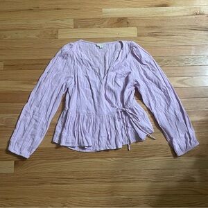 American Eagle Peasant Top Womens Large Purple Wrap Cottagecore Coquette